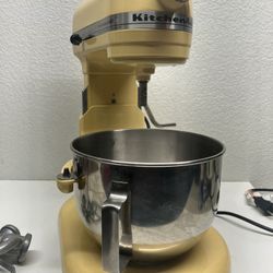 Yellow Kitchenaid Professional Hd Bowl Lift Mixer And Three Attachments Appliance Kitchen Aid Whisk Hook Paddle 
