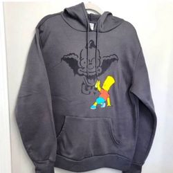 THE SIMPSONS Bart Simpson Krusty the Clown Graffiti Gray Sweatshirt