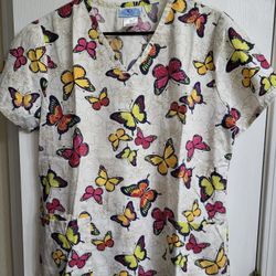  Butterfly Scrub Top Size Med