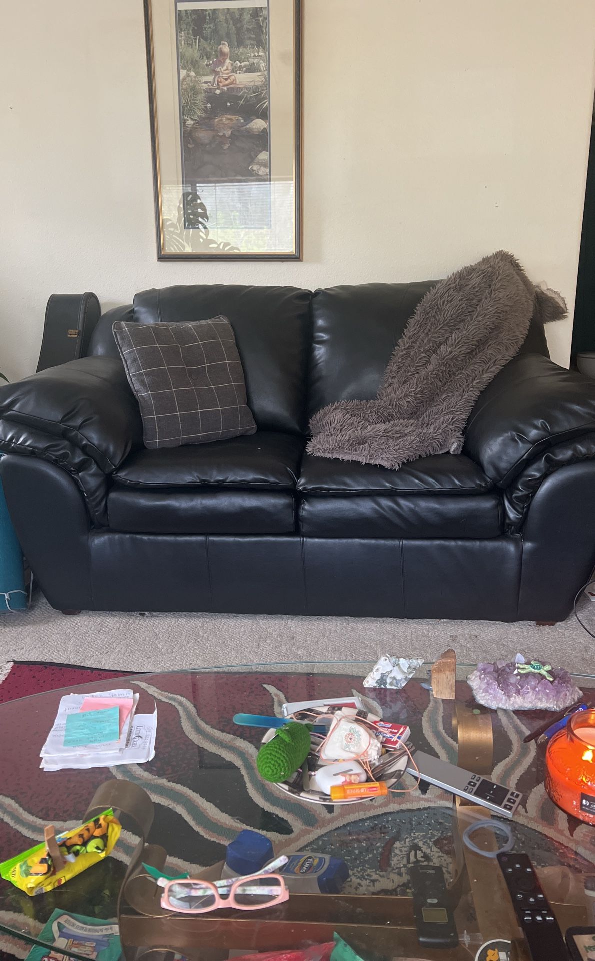 Two seater black couch