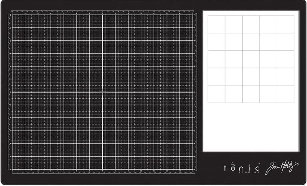Tim Holtz Glass Cutting Mat-Large Work Surface With 12X14 Grid/paint, With A Never Used Ink Pallete