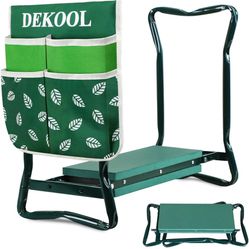 Garden Kneeler and Seat with Tool Pouch, 2 in 1 Gardening Stool with Soft EVA Foam Kneeling Pad, Portable Kneeler Seat for Gardening, Outdoor Garden S