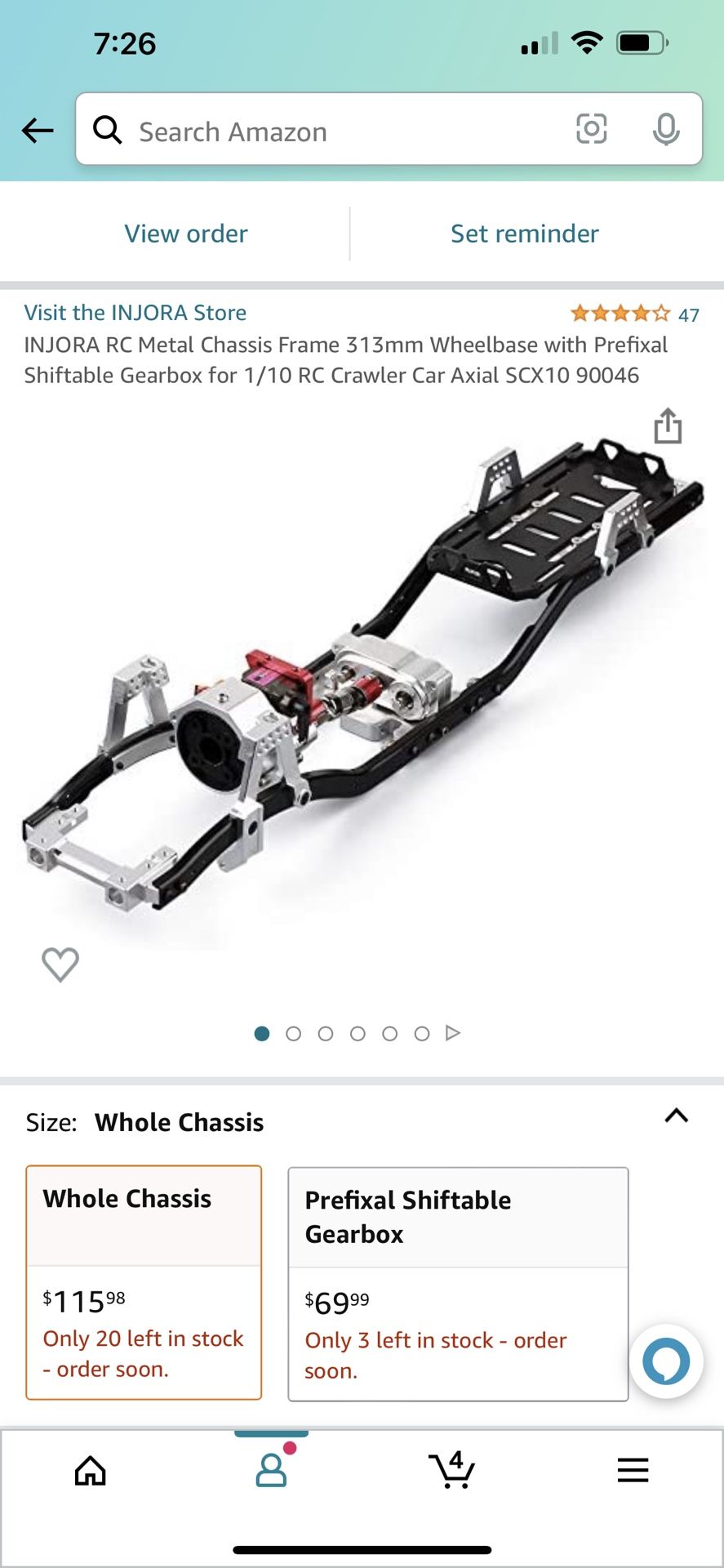1/10 Injora Metal Chassis (313mm), Motor And Transmission