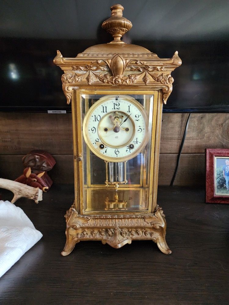 Antique Jennings Brothers Crystal Regulator Clock