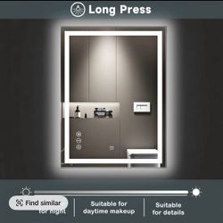 RIMIKING MI-ZJLED Anti-Fog LED Bathroom Mirror - Dimmable Touch Control, 3 Color Modes, Memory Function