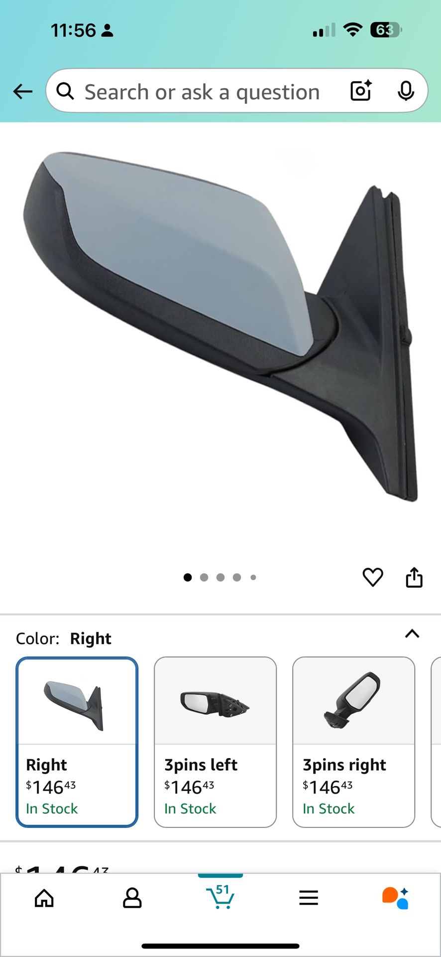Side Mirror,Compatible For Chevrolet Malibu XL 2016 2017 2018 2019 Auto Rear View Door Wing Mirror Cover Cap Glass Lens Assembly Us Version(Right)