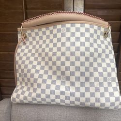 Neutral Checkered Tote Bag (Large)
