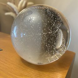 Art glass paperweight - tiny controlled bubble - clear glass 