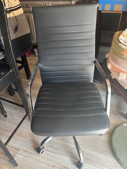 Black Leather Office Chair with Chrome Frame