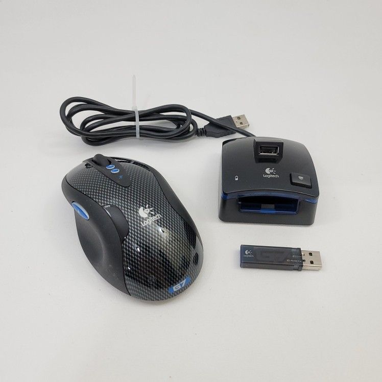 Logitech G7 Gaming Laser Cordless Mouse With USB Dongle & Charger *No Battery!*