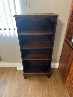 Vintage Dark Wood Narrow Bookcase