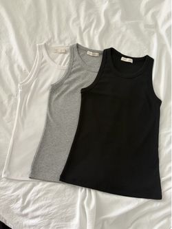 When We Will Basic R Sleeveless Tops (White, Black, Grey)