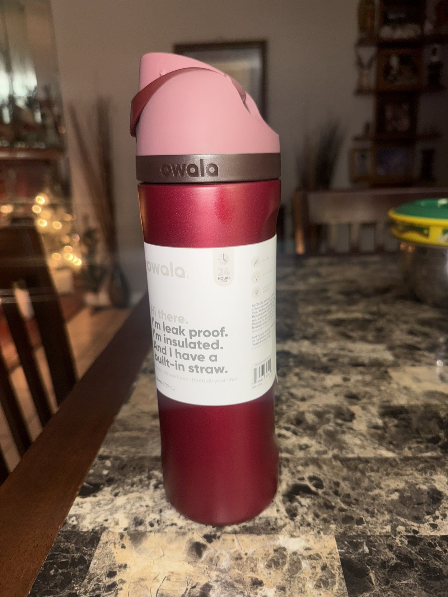Limited Edition 24oz Metallic Poinsettia Owala Water Bottle