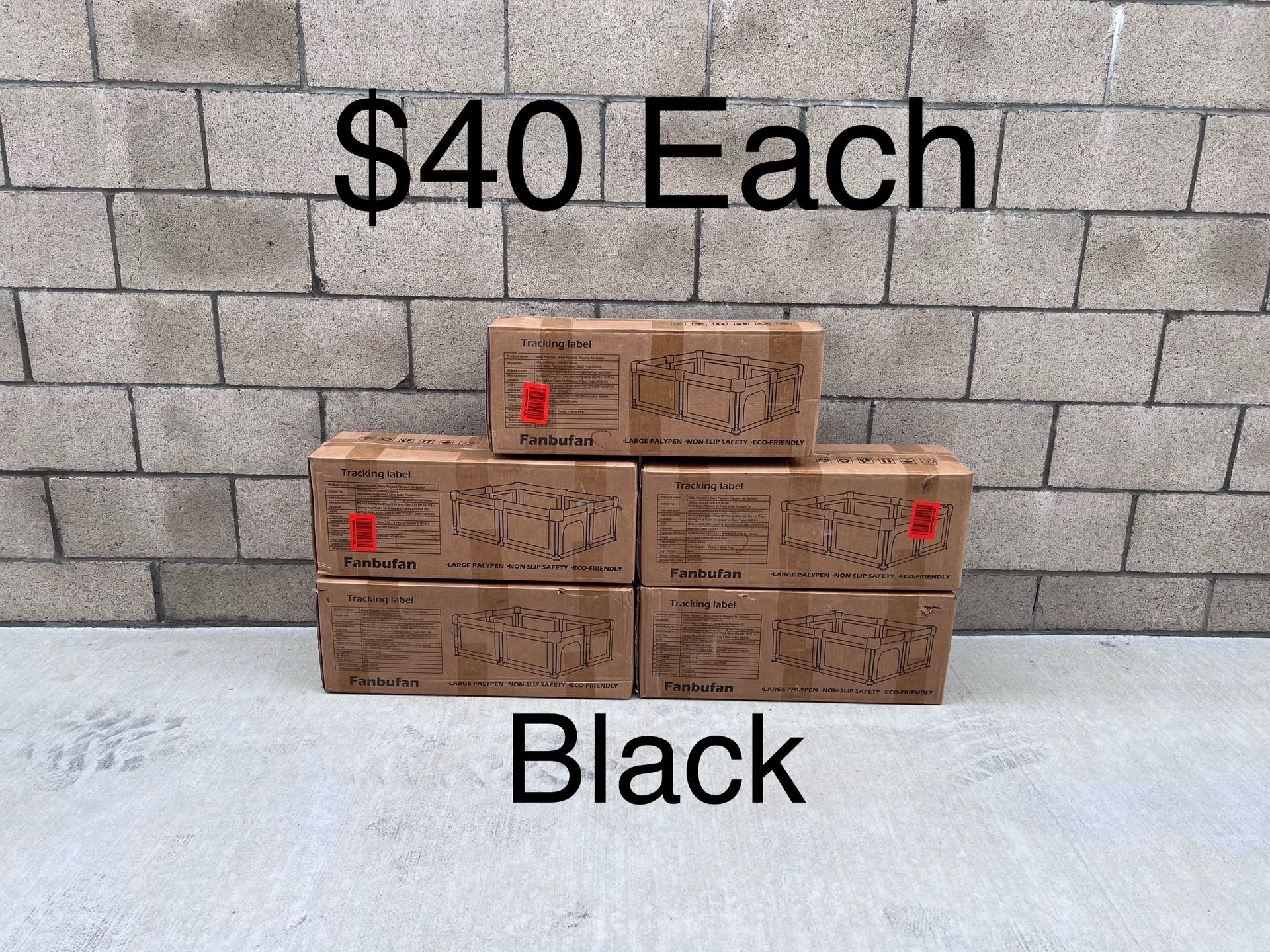 NEW Black Playpen For Babies & Toddlers Play Yards Safety Baby Activity Center 50”x50” **7 Available, $40 Each FIRM PRICE**