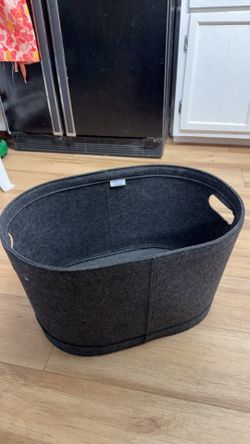 1.5bu Felt Laundry Basket Black - Brightroom
