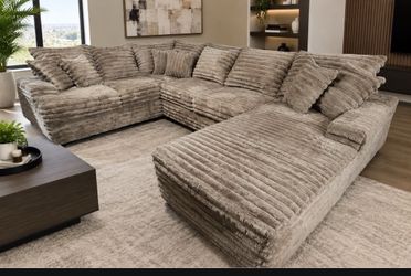 (ANY COLOR) Custom Mocha Large Sectional Sofa with Chaise Lounge