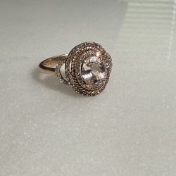 Morganite and Diamond Ring—size 8