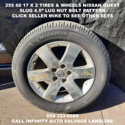 225 60 17 X 2 Tires & Wheels Off Nissan Quest With 5lug 4.5" Lug Nut Bolt Pattern. 