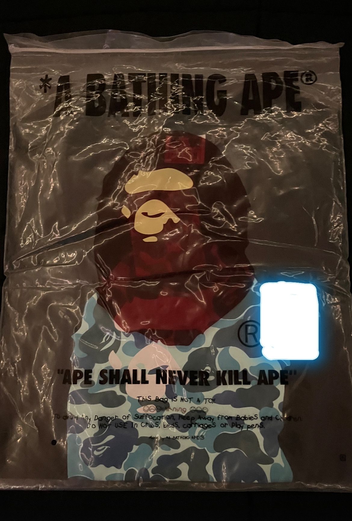 Black BAPE camo T-shirt.