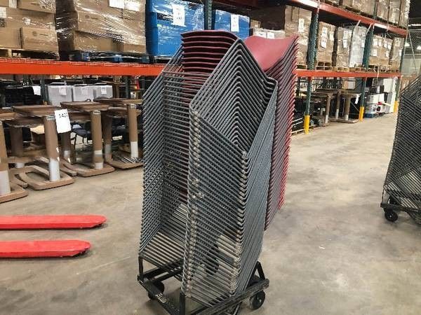 40 Stacking Chairs & Rolling Cart