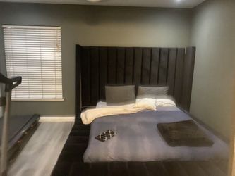 Beautiful Black Velvet Queen Bed$625