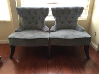 Velvet blue accent chairs