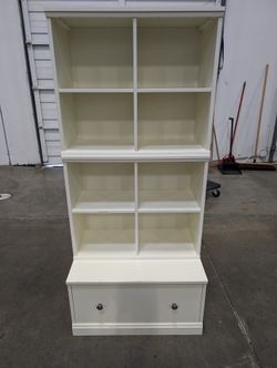 Versatile White Bookcase Shelving Unit with Bottom Drawer