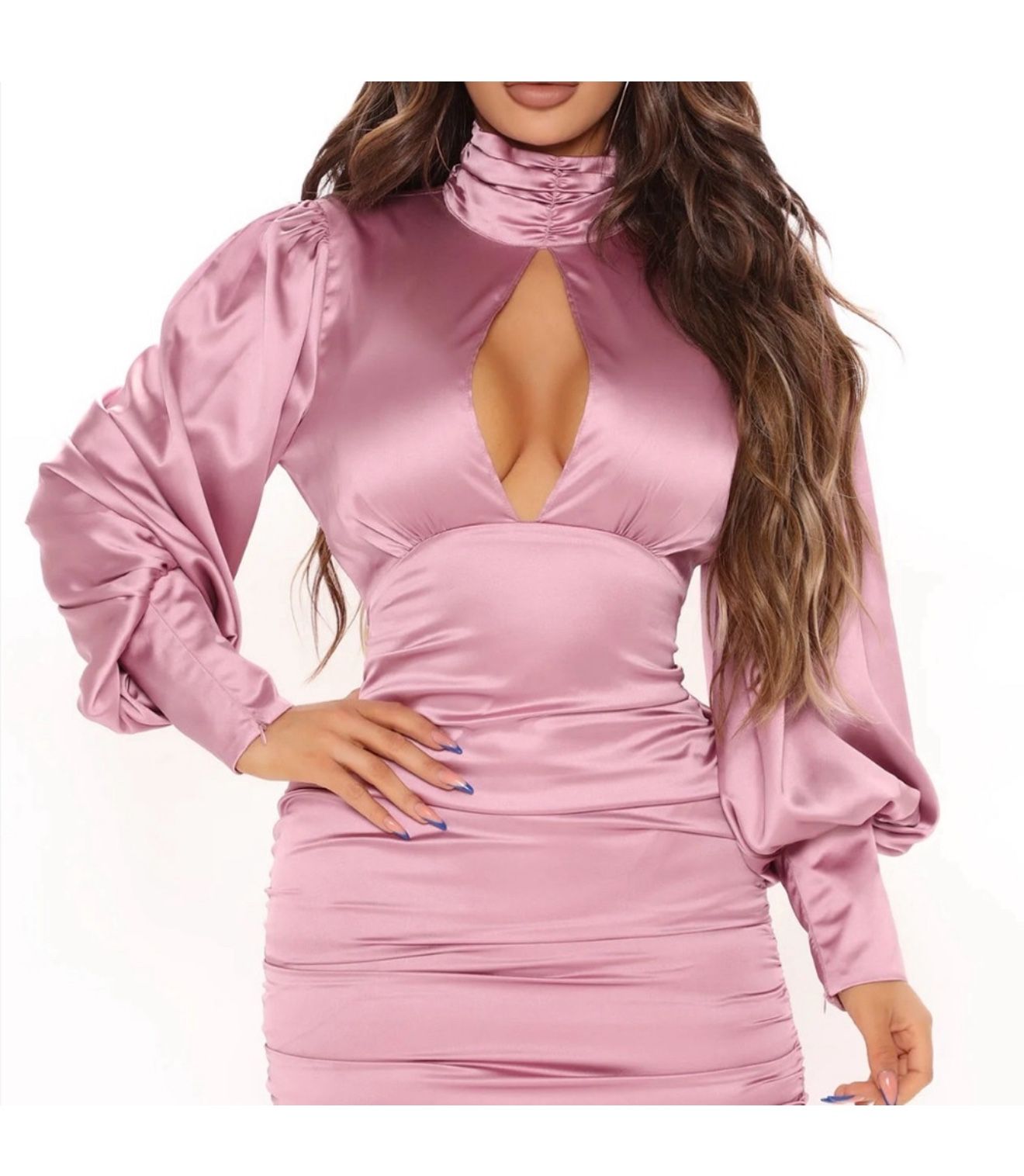 FASHION NOVA- NWT- Size Large Elegant Mauve Satin Dress