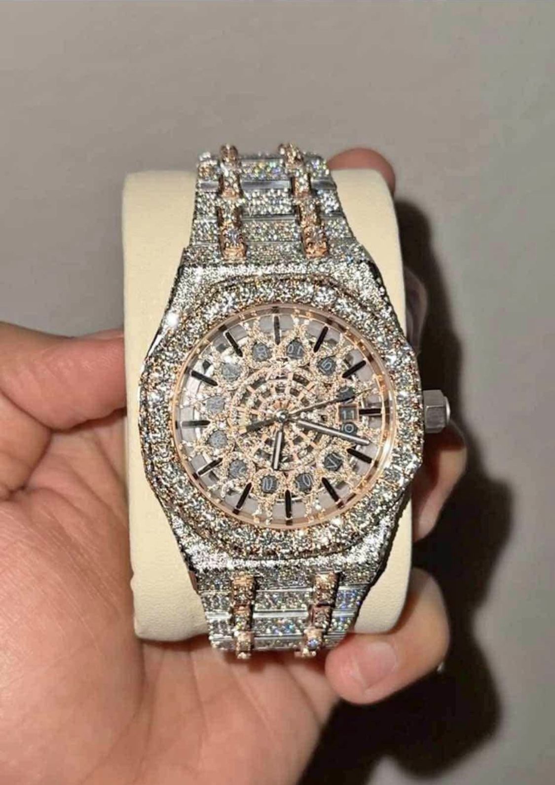 Men’s Iced Out Skeleton Watch