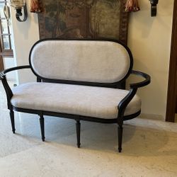 Brand New Solid Wood 3-Seater Settee with Black Chalk Finish & Luxurious Upholstery