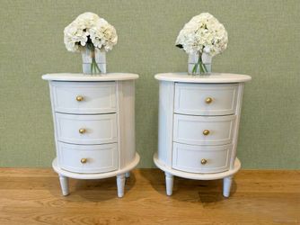 Brand New Staged Furniture -Pair of White 3-Drawer Nightstands