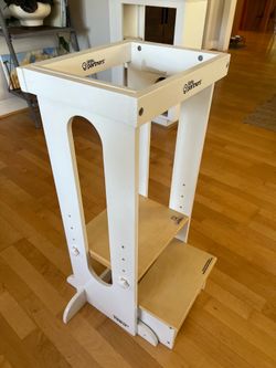 Little Partners Learning Tower - Adjustable Toddler Step Stool (White/Natural)