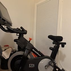 Commercial Spin Bike Exercise Cycle - NordicTrack S22i  Studio Cycle With Video Monitor And Weights