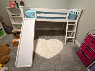 White Twin Loft Bedframe with Slide