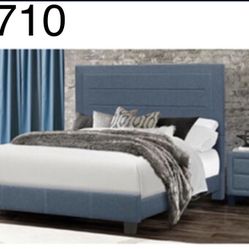 Modern Blue Queen Size  Complete Bedroom Set. Mattress sold separately 