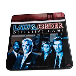 Law & Order Detective Game In Collectors Tin - 2/4 Players
Great shape. Normal wear. All complete.
