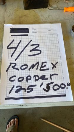 4/3 romex copper 125 foot
