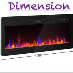 ✌️ 36" Electric Fireplace Heater, 1400 W Recessed & Wall Mounted Electric Fireplace with Remote Control, Heater with Adjustable Flame Color and Bright