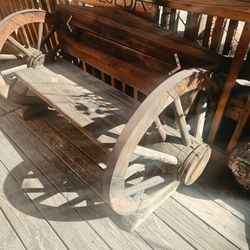 A vintage western wagon wooden beach.