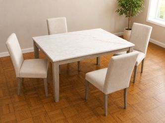 Elegant Marble Dining Table Set with 4 Chairs - Excellent Condition