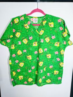 Vintage SpongeBob Square Pants Medium Scrub Top