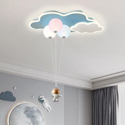 Astronaut Ceiling Light Fixtures, Modern Kids Bedroom Ceiling Light, LED Balloon Ceiling Lamp for Boys Girls Bedroom Nursery Blue Finish