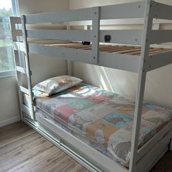 Bunk Bed Frame, White, Twin Size