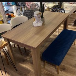 Gray Oakwood Dining Set With Ottoman Bench 