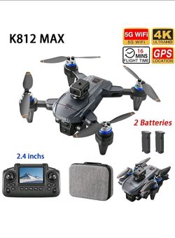 K812 MAX Drone 2.4" Screen GPS WIFI FPV 4K Camera Obstacle Avoidance 2 Battery