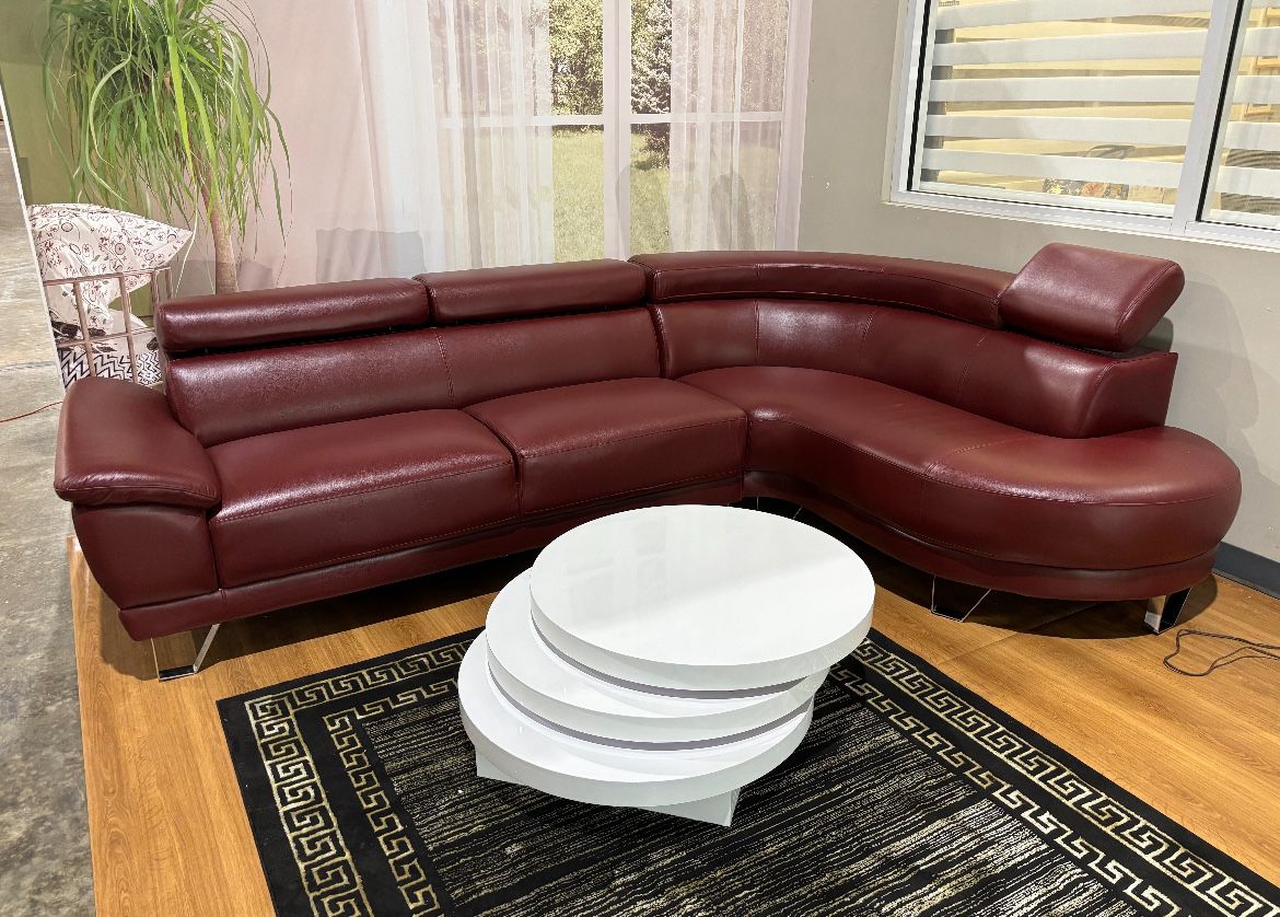 Red Leather Gel Sectional