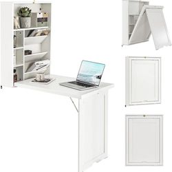 Wall Mounted Desk, Fold Out Convertible Floating , Multi-Function Murphy Desk for Home Office, Space Saving Computer / Hanging Desk, Table with Storag