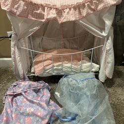 White Metal Canopy Bed For Dolls