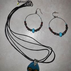 Glass Necklace & Earrings