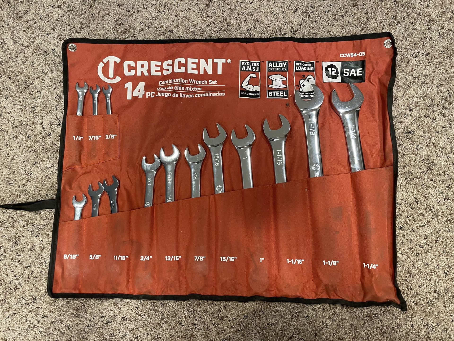 Crescent wrench kit, 3/8”- 1 1/4”, 